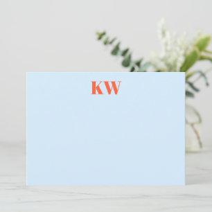 Modern Blue Orange Monogram Initials Personalised  Thank You Card
