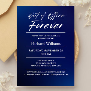 Modern Blue Out of Office Themed Retirement Party Invitation