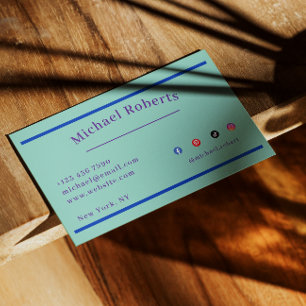 Modern Blue Paint Splash Creative with QR Code Business Card