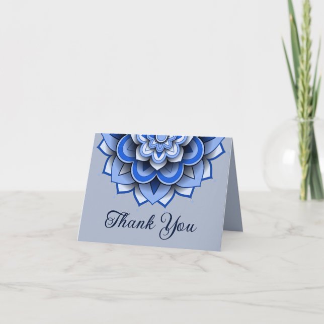 Modern Blue Paper cut Mandala Thank You (Front)