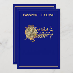 Modern Blue Passport Wedding Invitation