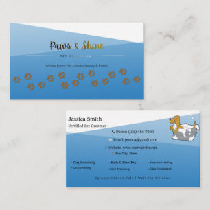 Modern Blue Pet Grooming Business Card – Customiza