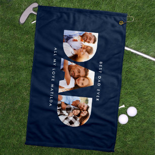 Modern Blue Photo Golf Personalised Gift for Dad Golf Towel