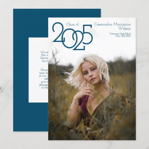 Modern Blue Photo Graduation Announcement