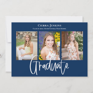 Modern Blue Photo Graduation Party Invitation