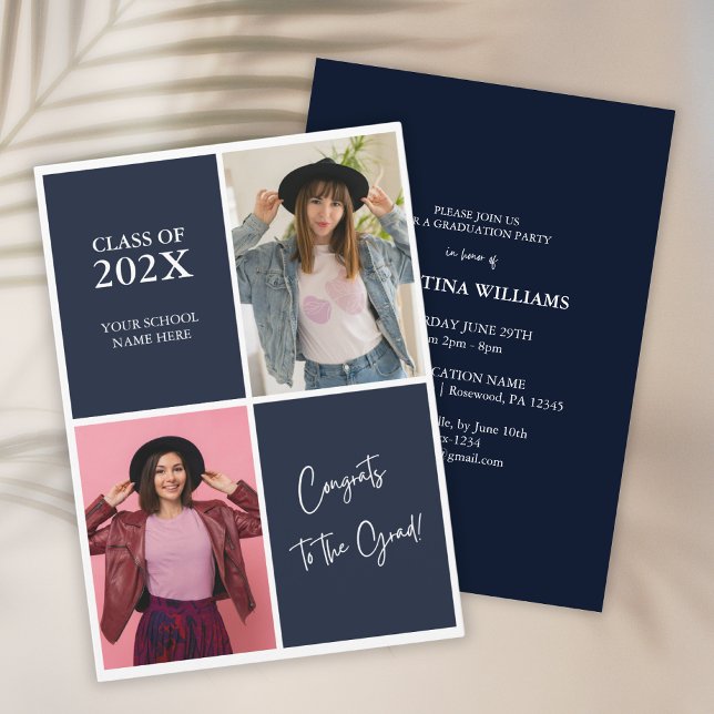 Modern Blue Photos 2025 Graduation Invitation (Creator Uploaded)