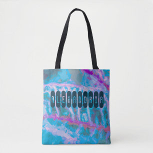 Modern Blue Pink Artsy Watercolor Personalise Tote Bag