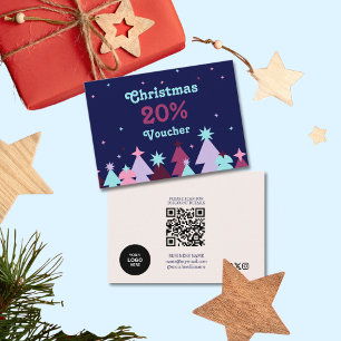 Modern Blue Pink Business Christmas   Discount Card