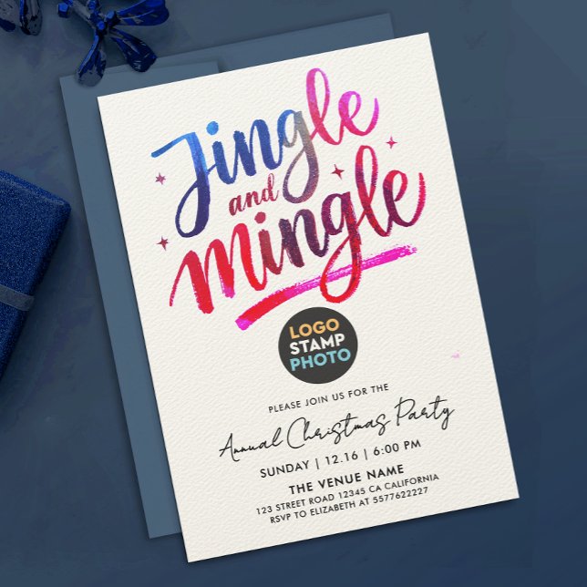 Modern Blue Pink Christmas Business Logo  Script Invitation (Creator Uploaded)