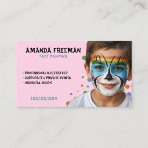 Modern Blue & Pink Colourful Party Painter Business Card