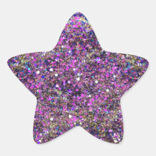 Modern Blue Pink Gold Glitter Blank Template Star Sticker