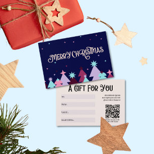 Modern Blue Pink Merry Christmas Gift Card