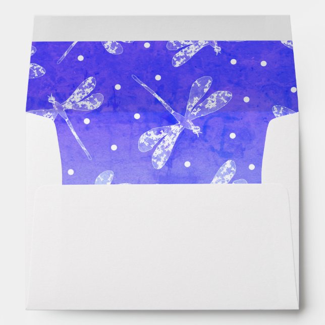 Modern blue pink ombre dragonflies watercolor envelope (Back (Bottom))