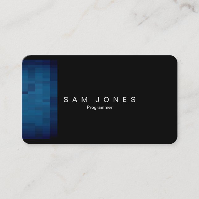 Modern Blue Pixel Business Card (Front)