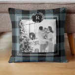 Modern Blue Plaid | Family Photo | Initial  Cushion<br><div class="desc">Modern Blue Plaid | Family Photo | Initial Pillows make for thoughtful and practical gifts, offering comfort and relaxation to the recipient. Here's a description of pillows as a gift: Give the gift of ultimate comfort and relaxation with these luxurious pillows. Crafted with the finest materials, these pillows are designed...</div>