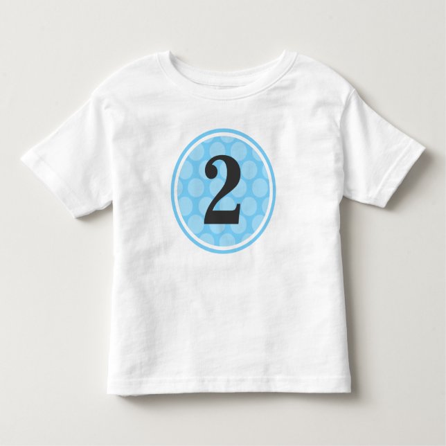 Modern Blue Polka Dot Second Birthday Boy Number 2 Toddler T-Shirt (Front)