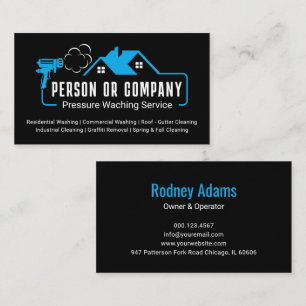 Modern Blue Pressure Washer Cleaning Service Business Card
