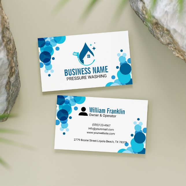 Modern Blue Pressure Washing Cleaning Business Card (Creator Uploaded)