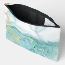 Modern Blue Print w/Gold Highlights Cosmetic Bag