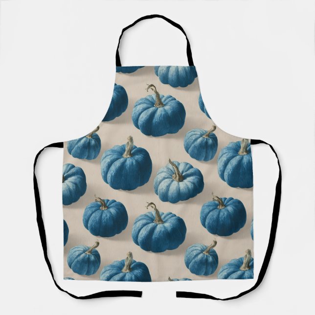 Modern Blue Pumpkin Fall Design Apron (Front)