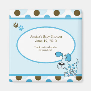 Modern Blue Puppy Baby Shower Magnet Favour