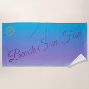 Modern Blue Purple Beach Towel