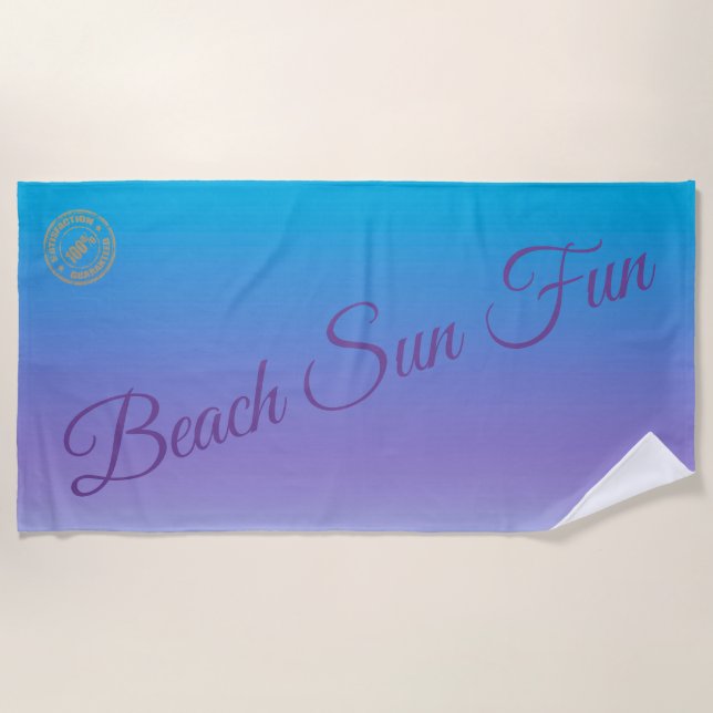 Modern Blue Purple Beach Towel (Front)