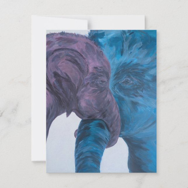 Modern Blue & Purple Elephant Expressionist Card (Front)