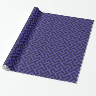 Modern blue purple geometric patterns monogram wrapping paper