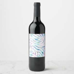 Modern Blue Purple Glitter Glam Zebra Print Wine Label