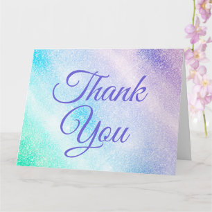 Modern Blue Purple Glitter Ombre Glam Design Card