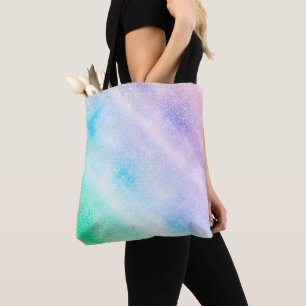 Modern Blue Purple Glitter Ombre Glam Design Tote Bag