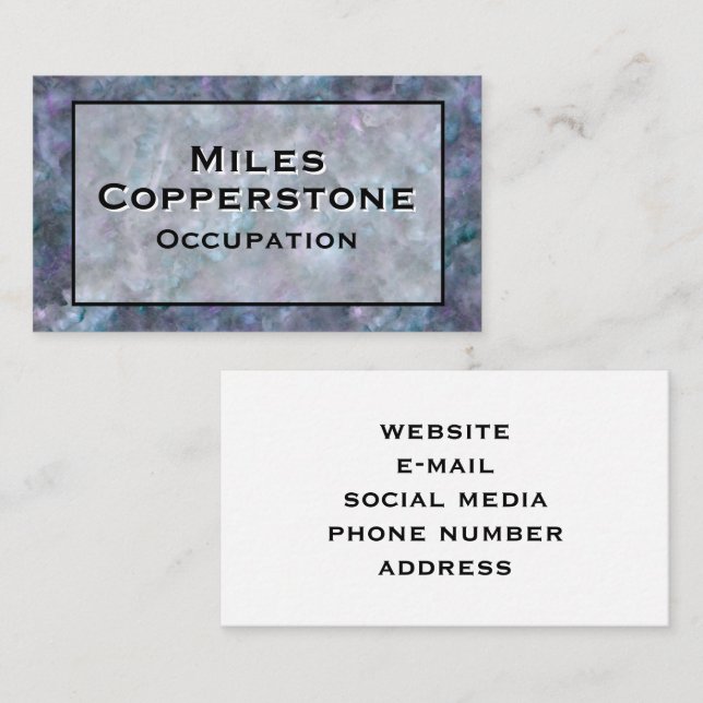 Modern blue purple grey granite marble stone  business card (Front/Back)