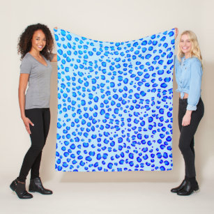 Modern Blue Purple Leopard Animal Print Pattern Fleece Blanket