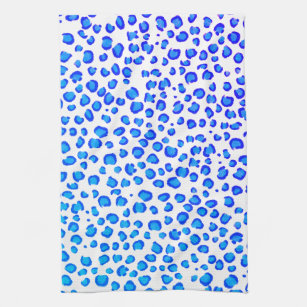 Modern Blue Purple Leopard Pattern Animal Print Tea Towel