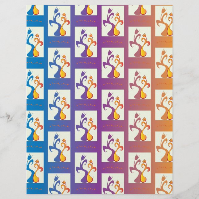 Modern Blue, purple, orange Tulip Couple Floral (Front)