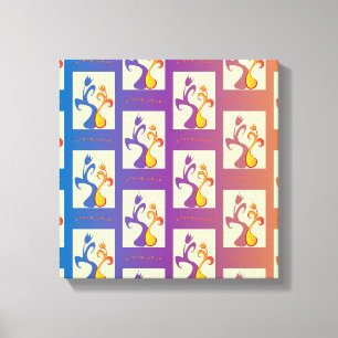 Modern Blue, purple, orange Tulip Couple Floral Canvas Print