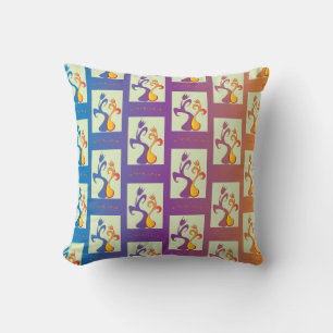 Modern Blue, purple, orange Tulip Couple Floral Cushion