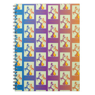 Modern Blue, purple, orange Tulip Couple Floral Notebook