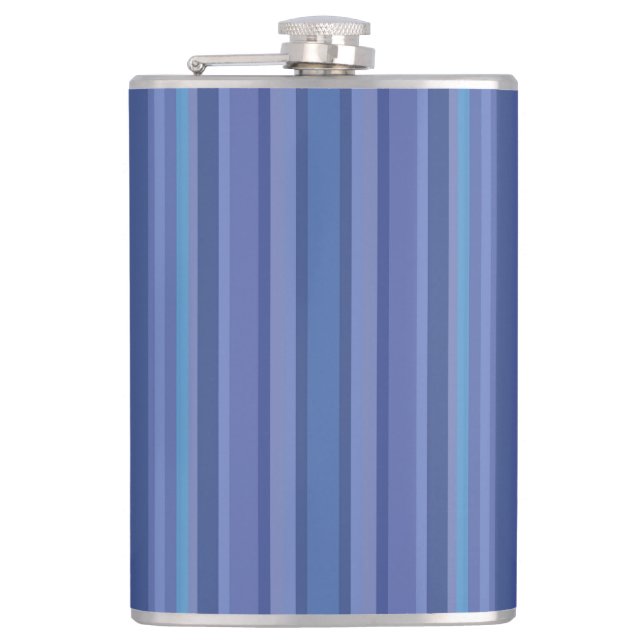 Modern Blue Purple Stripe Hip Flask (Front)