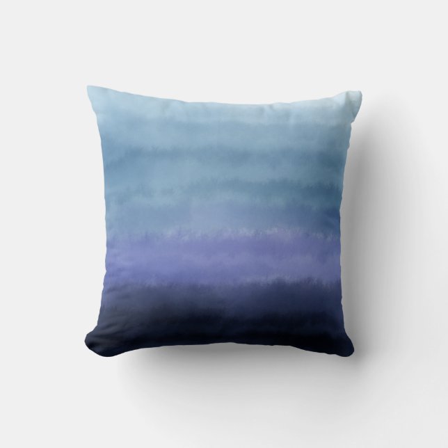 Modern Blue Purple Watercolor Cushion (Front)