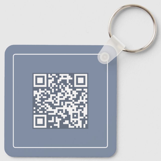 Modern  Blue  QR Code Business  Promotional  Key Ring (Back)
