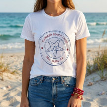 Modern Blue & Red Beach Summer Birthday