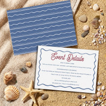 Modern Blue & Red Beach Summer Milestone Birthday