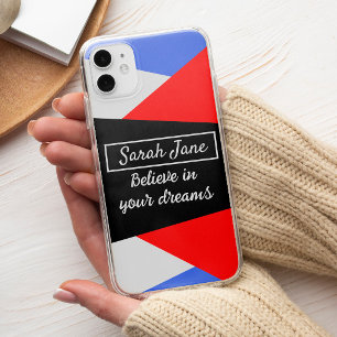 Modern blue red Colour block aesthetic Custom name iPhone 11 Pro Case