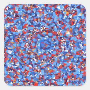 Modern Blue Red Fractal Abstract Geometric Square Sticker