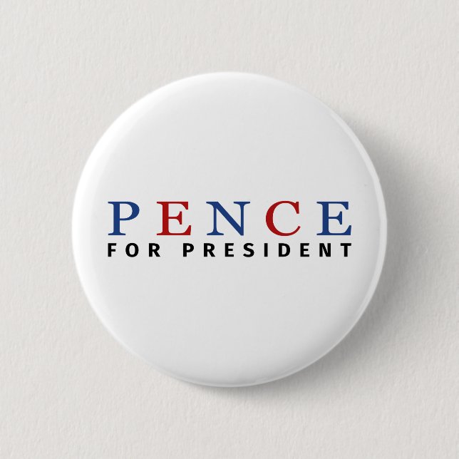 Modern Blue Red Mike Pence for President 6 Cm Round Badge (Front)