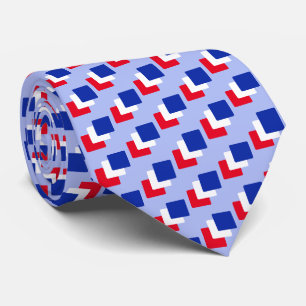 Modern Blue Red & White Squares on Light Blue Tie