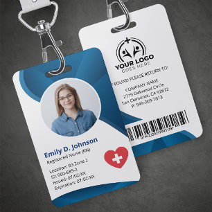Modern Blue Registered Nurse RN ID Badge