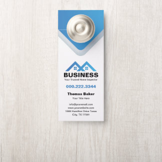 Modern Blue Roof House Logo Real Estate Door Hanger